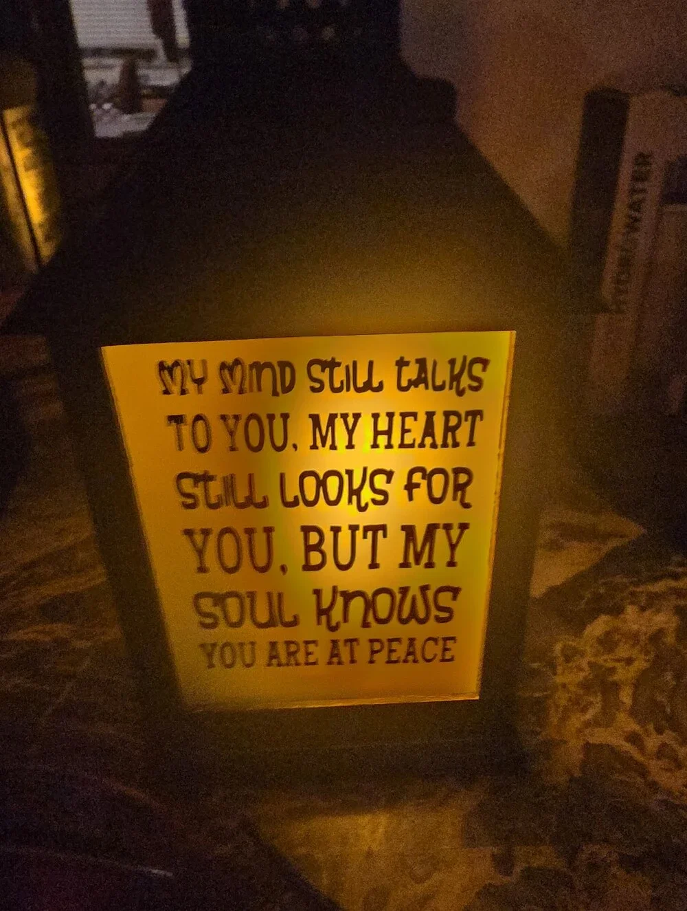 Memorial Lantern with 'Your Wings Were Ready' Sentiment - Amber Glow